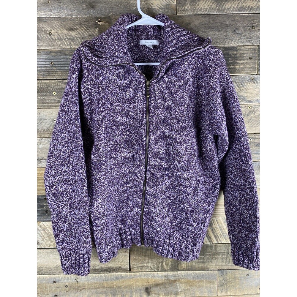 Dress Barn Women's  Sz XL Purple Heather Zip Up Long Sleeve Cardigan Sweater